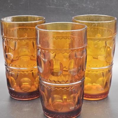 (3) Mid Century Colony Color Crown Amber Tumblers