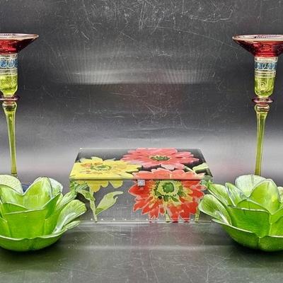 Colorful Candle & Flower Box Lot