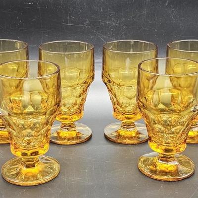 (6) Mid Century Georgian Amber by Anchor Hocking