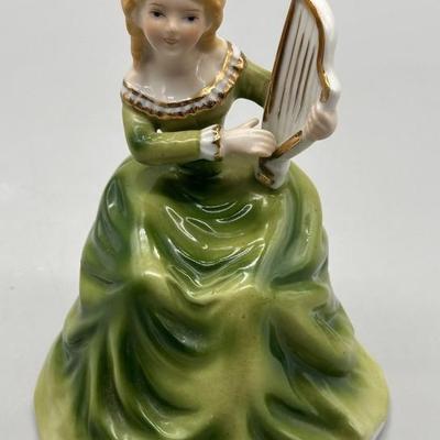 Vintage Porcelain Figurine Lady Playing Harp