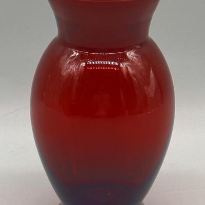 Ruby Red Glass 6.5in Flower Vase