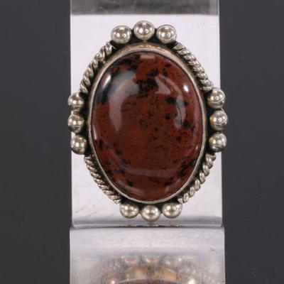 Jasper and sterling ring
