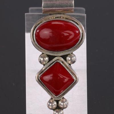 Red Carnelian and sterling pendant