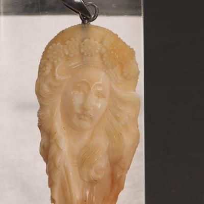 Art Nouveau carved bone pendant