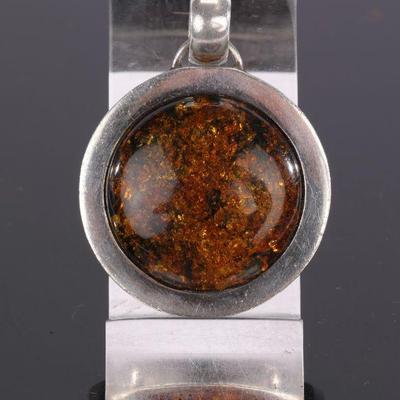 Amber and sterling pendant