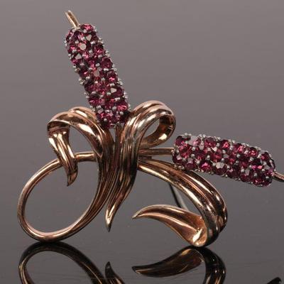 Pennino Bros. Vintage Rhinestone cattails brooch