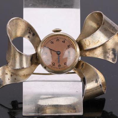 Vintage Hellbros Watch in Sterling brooch