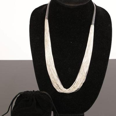 Native American micro-beaded sterling silver necklace