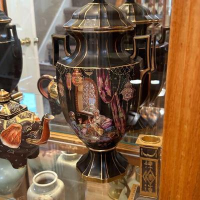 Old English Hand Painted Urn - Arabian Scene