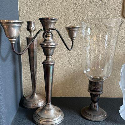Sterling Candlabra & Candle Holder