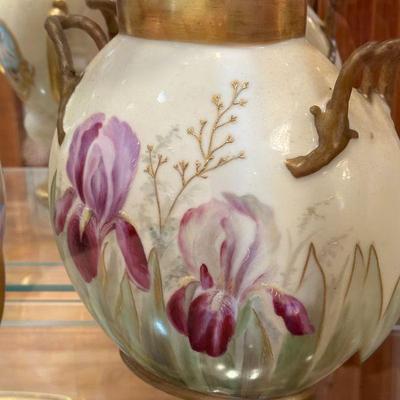 Hand Painted Iris Limoges Vase