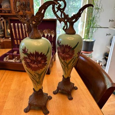 Antique Victorian Hand Painted Ewers