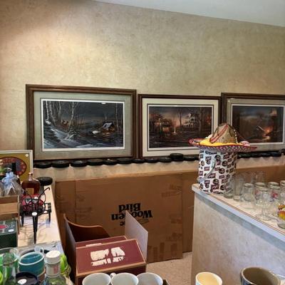 45. Terry Redlin  framed prints. Plus many  other  Items fantastic collection of tire ashtrays vintage