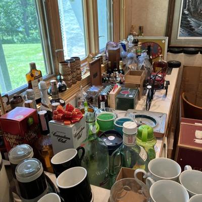 A bar full of supplies