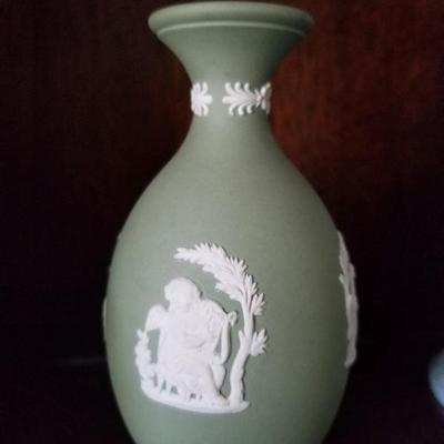 Wedgewood green Jasperware vase 