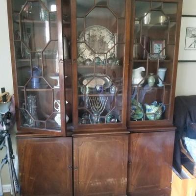 Mahogany china cabinet - 3 upper doors /astragal molding & 3 lower doors