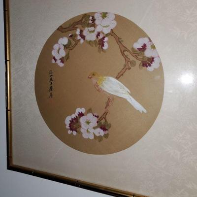 ASIAN PAINTED BIRDS AND CHERRY BLOSSOMS ART