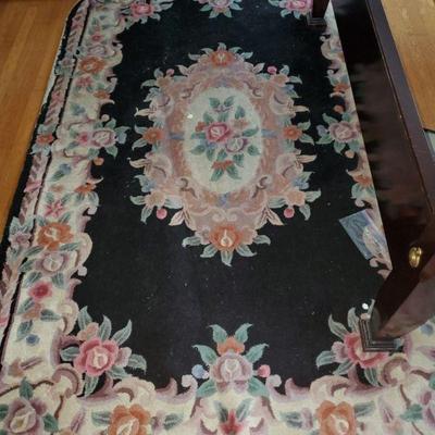 BLACK FLORAL FRENCH AREA RUG