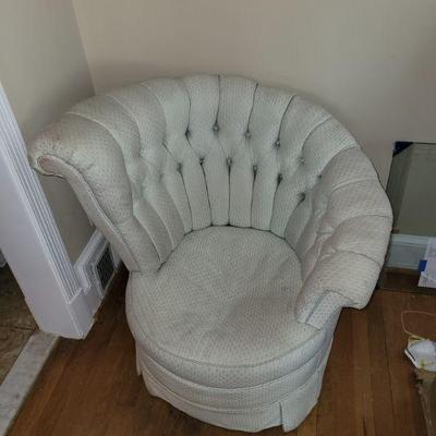 ART DECO FAN BACK TUFTED SIDE CHAIR