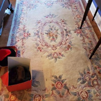 IVORY AND ROSE FLORAL FRENCH STYLE AREA RUG