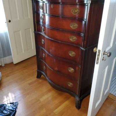 WHITE MAHOGANY CHEST OF DRAWERS 1940S
