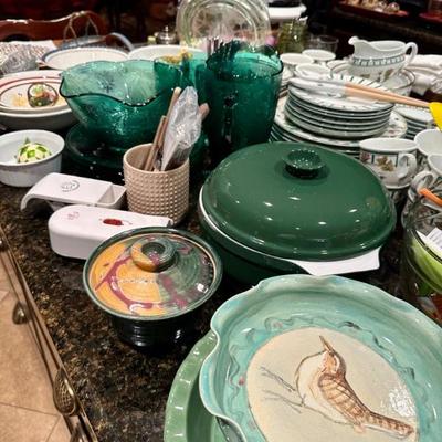 Emille Henry Covered dish, handmade pottery pie pans