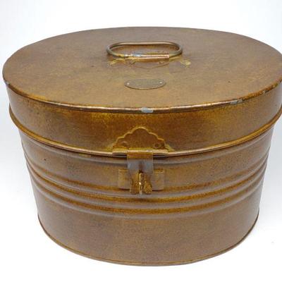 Victorian Style Oval Galvanized Hat Box