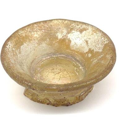 Ancient Roman Aqua Glass Bowl (1st-3rd C. AD)