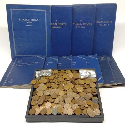 11 Whitman Penny Collection Books & Wheat Pennies