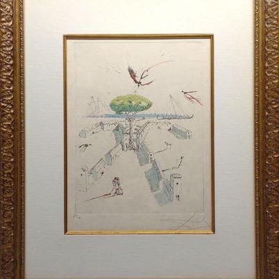 Salvador Dali Signed Beach at Sete Etching 78/145