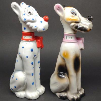 (2) Japan Dog Decanters "Scotch" & "Rye"