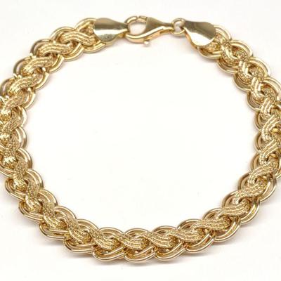 14K Yellow Gold Braided Chain Bracelet