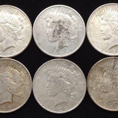(6) 1923 Peace Dollar Coins (incl. 1 