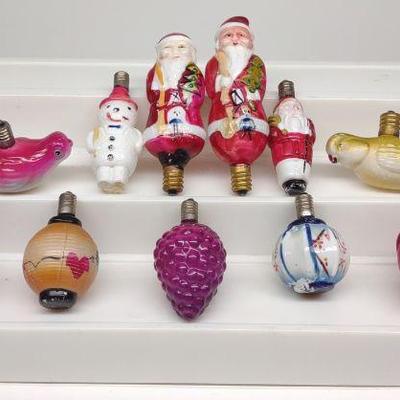 (12) Vintage Figural Glass Christmas Light Bulbs