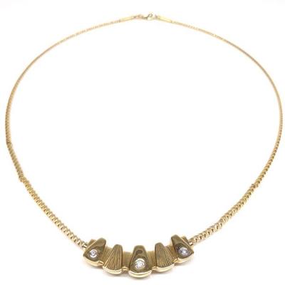 14K Yellow Gold & Diamond Modernist Necklace
