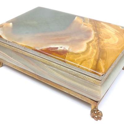Vintage Onyx Claw Footed Jewelry Box