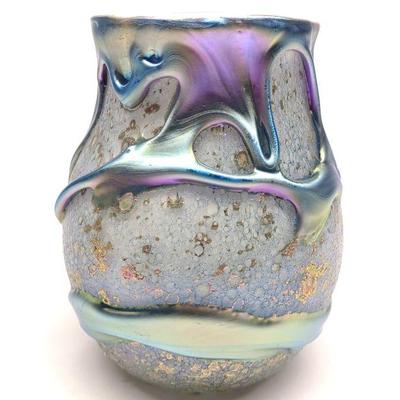 Charles Lotton Signed Lava Art Glass Vase