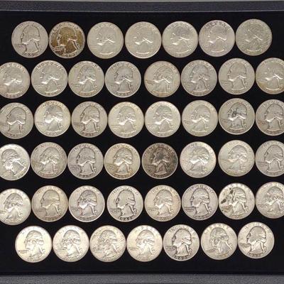 (46) 1932-64 90% Silver Quarters