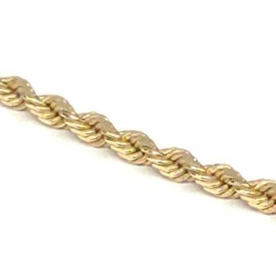 14K Yellow Gold Twist Rope Necklace (14" long)
