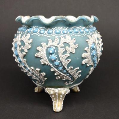 Teal Nippon Moriage Footed Vase
