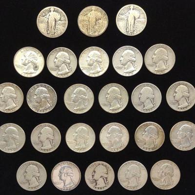 (25) 90% Silver Quarters US Coins
