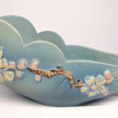 Roseville Blue Apple Blossom Ceramic Bowl
