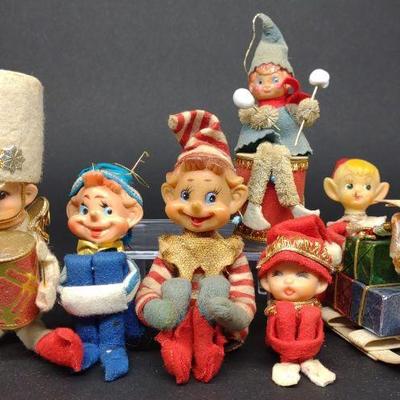 (6) Vintage Japan Knee Hugger Christmas Elves