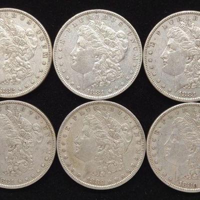 (6) 1880-82 Morgan Dollar US Coins