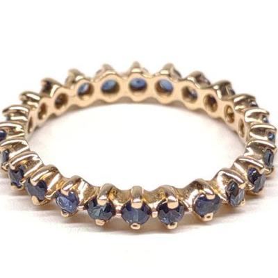 14K Gold Blue Sapphire Eternity Ring (sz 5.75)
