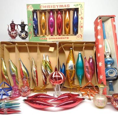 (43) Vintage Icicle Glass Christmas Ornaments