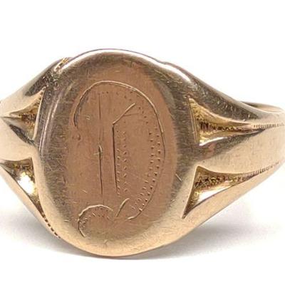 Antique 10K Yellow Gold Signet Ring (Sz 13.25)