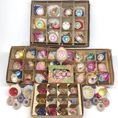 72 Vintage Single Indent Glass Christmas Ornaments