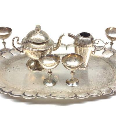 Vintage 9pc. Sterling Silver Miniature Tea Set