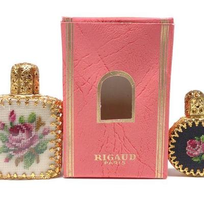 (2) Vintage Rigaud Petite Point Perfume Bottles